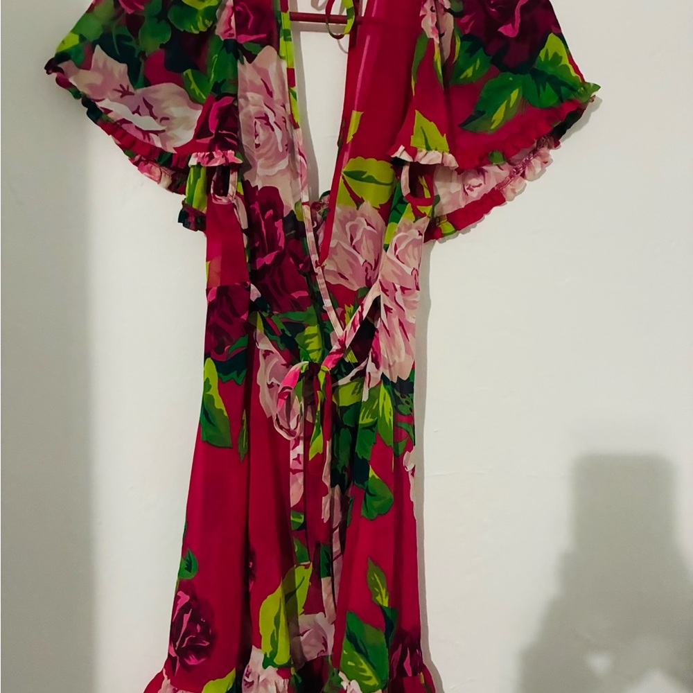 Betsey Johnson Pink Floral Backless Wrap Dress - Picture 3 of 3
